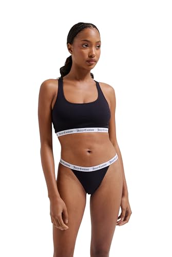 Juicy Couture Damen Verity Bralette Büstier ohne Bügel aus Baumwolle für Sport Freizeit und Fitness BH, Black, im Sale